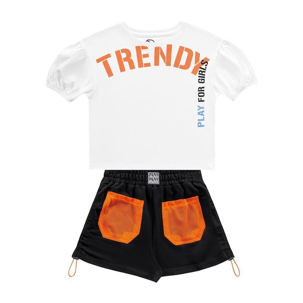 Conjunto Infantil Menina Verão Blusa e Short Trendy 2 Peças Tam 4 a 10 - Fakini Playground