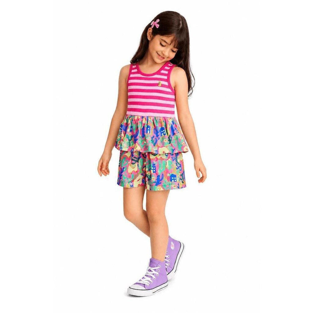 Conjunto Infantil Menina Vila de Alinhavos Alphabeto Rosa