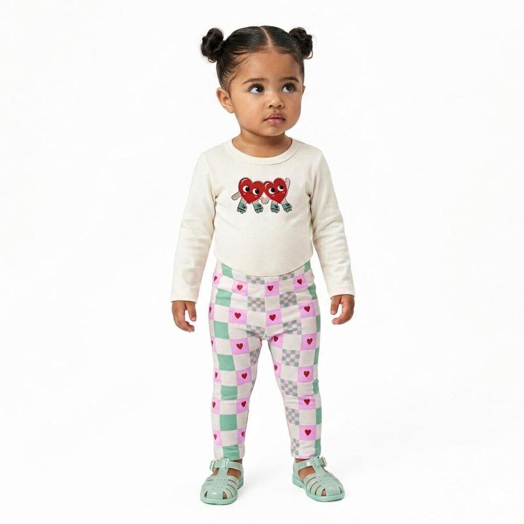 Conjunto Infantil Menina Xadrez Collors Alphabeto Off e Rosa