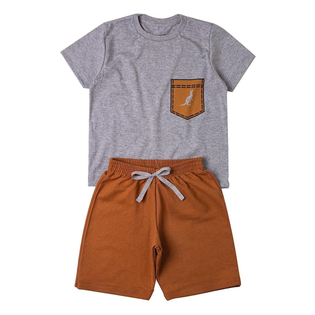 Conjunto Infantil Menino Algodão Premium Verão Bolso Kangulu