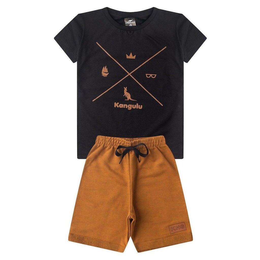 Conjunto Infantil Menino Algodão Premium Verão Símbolos Kangulu
