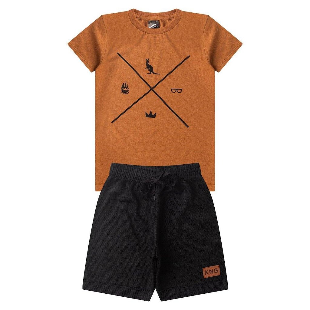Conjunto Infantil Menino Algodão Premium Verão Símbolos Kangulu