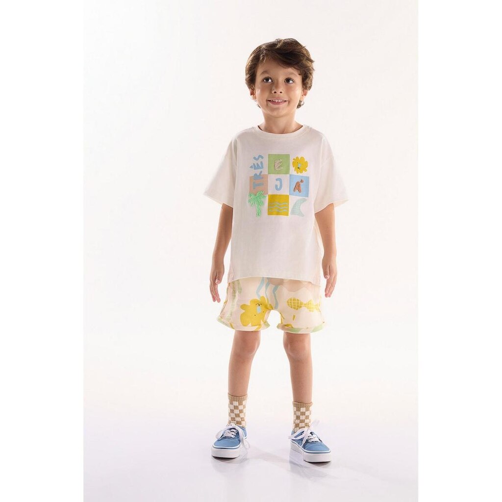 Conjunto Infantil Menino Beiramar com Camiseta e Short Três e Já