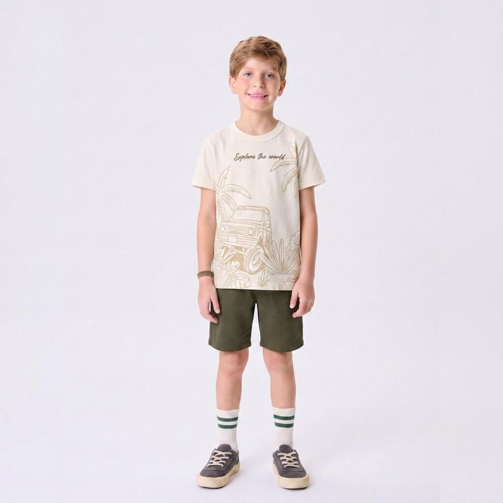 Conjunto Infantil Menino Camiseta E Bermuda Jipe Rovi Kids