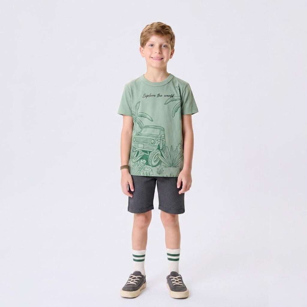 Conjunto Infantil Menino Camiseta E Bermuda Jipe Rovi Kids