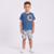 Conjunto Infantil Menino Camiseta E Bermuda Leão Rovi Kids - Azul Escuro