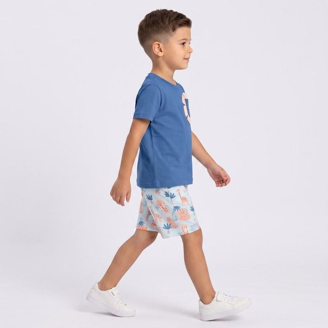 Conjunto Infantil Menino Camiseta E Bermuda Leão Rovi Kids