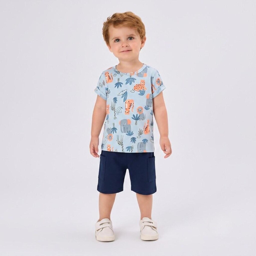 Conjunto Infantil Menino Camiseta E Bermuda Safari Rovi Kids