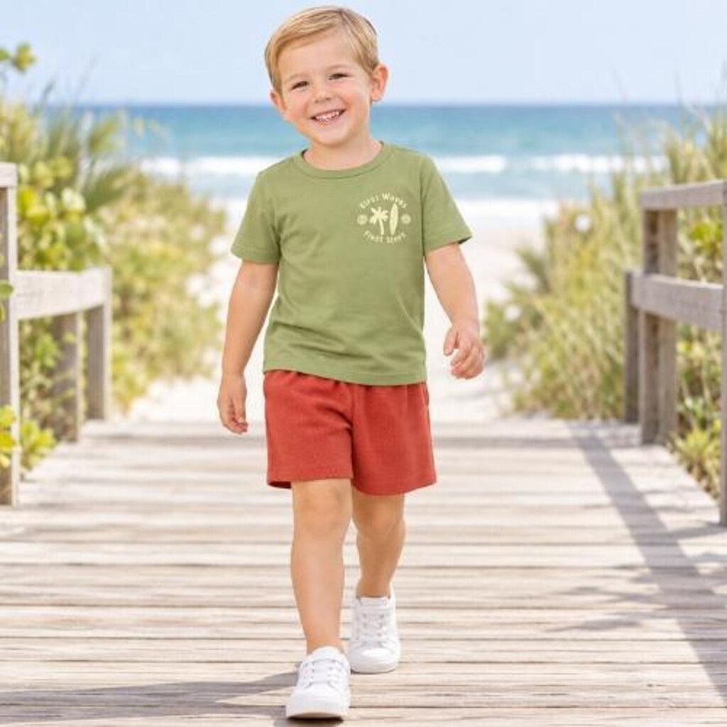 Conjunto Infantil Menino Camiseta First Waves e Shorts Texturizado Sem Bolsos 4YOU- Cativa