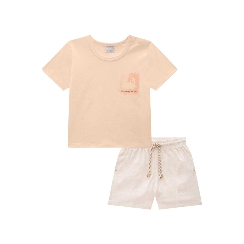 Conjunto Infantil Menino Camiseta Laranja e Bermuda Luc.Boo