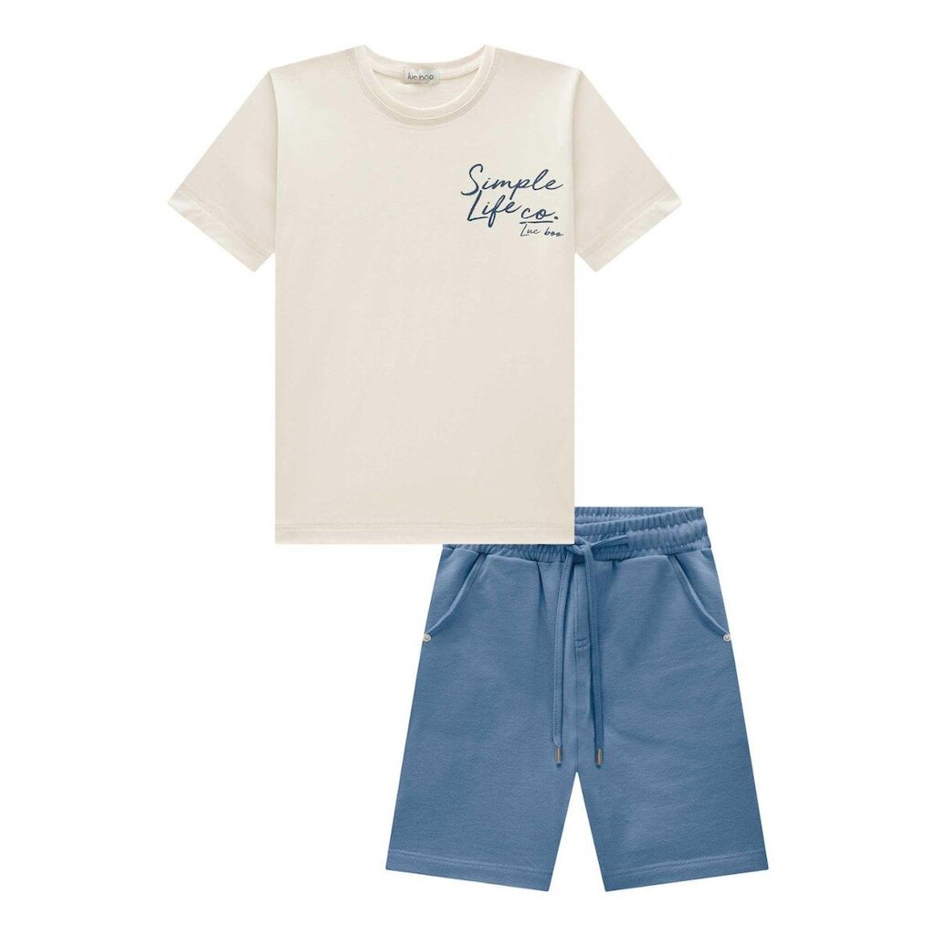 Conjunto Infantil Menino Camiseta/Bermuda Moletinho Luc.Boo