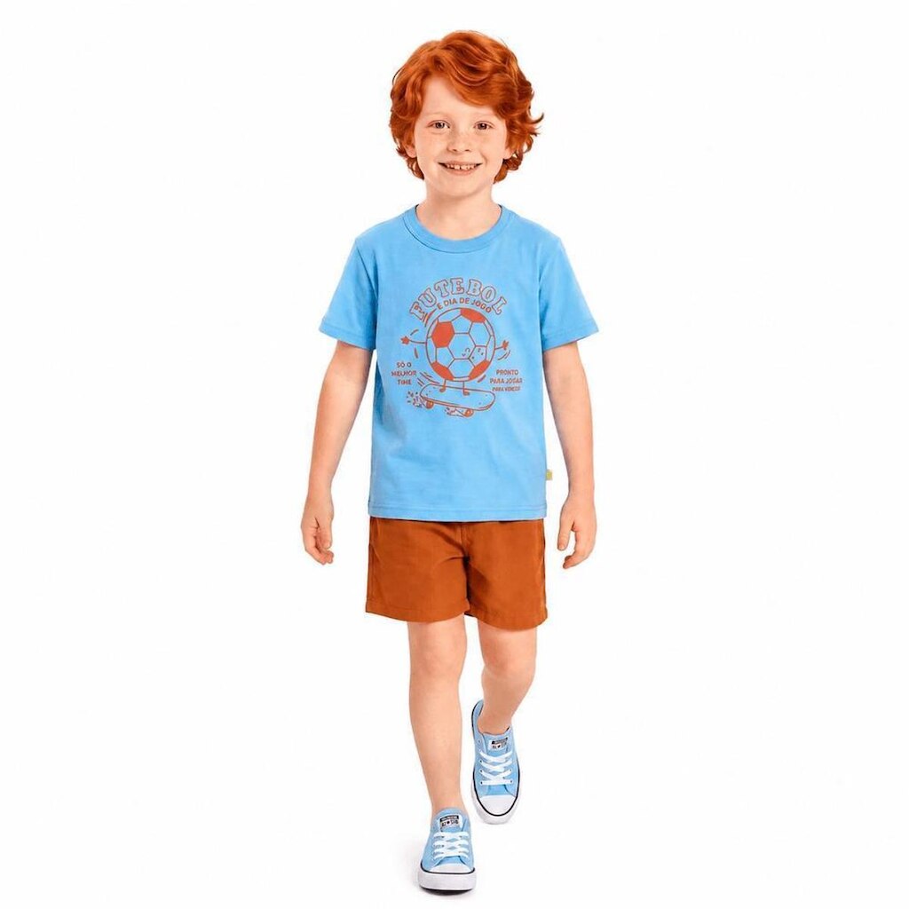 Conjunto Infantil Menino Dia de Jogo Azul Alphabeto