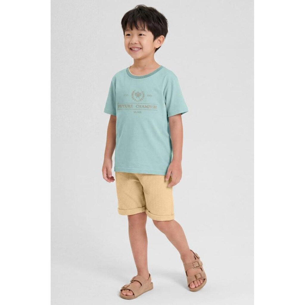 Conjunto infantil menino em meia malha com bordado Mundi