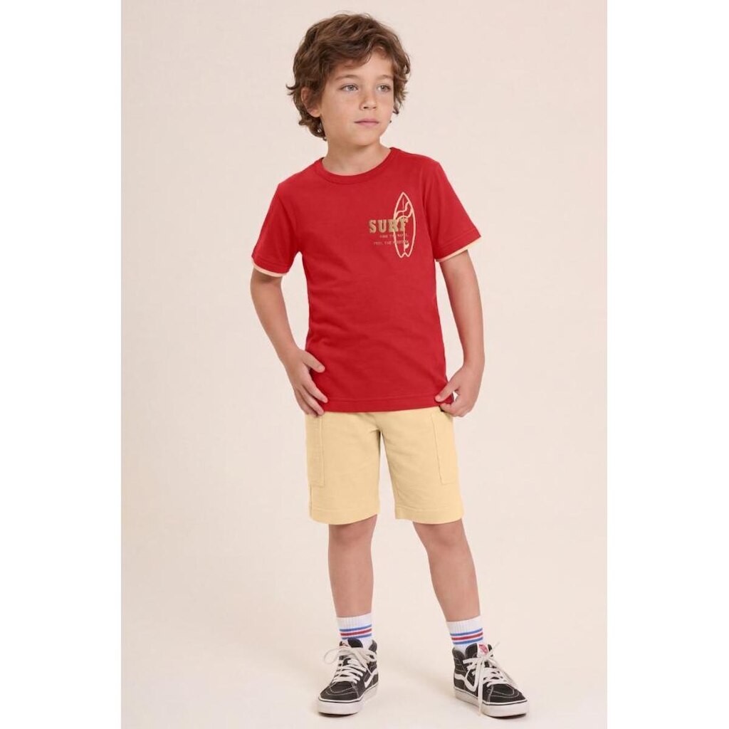 Conjunto infantil menino em meia malha com estampa de surf Brandili