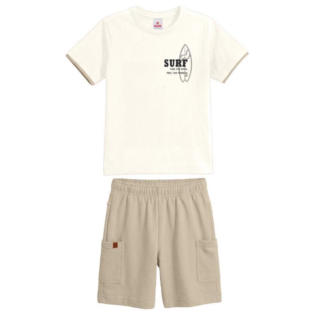 Conjunto infantil menino em meia malha com estampa de surf Brandili