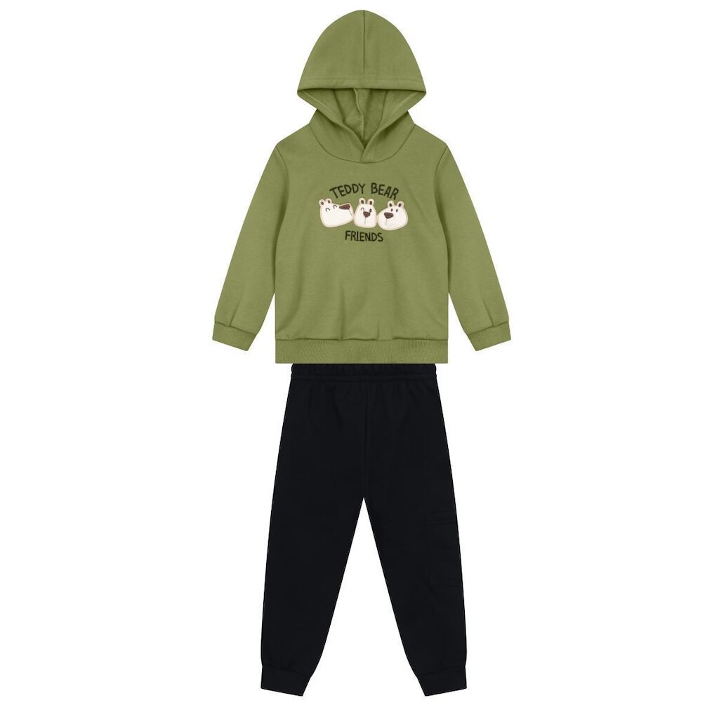 Conjunto infantil menino em moletom de ursinhos Brandili
