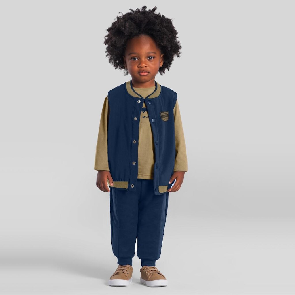 Conjunto infantil menino estampa de cachorrinho Mundi