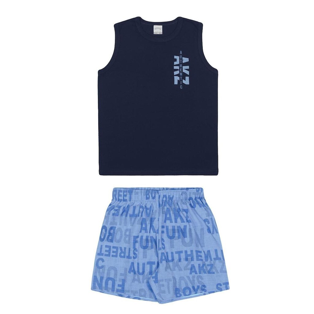 Conjunto Infantil Menino Regata/Bermuda Azul Alakazoo