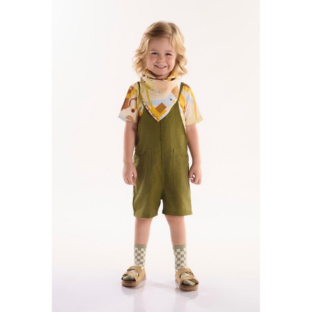 Conjunto Infantil Menino Safari com Camiseta e Jardineira Três e Já