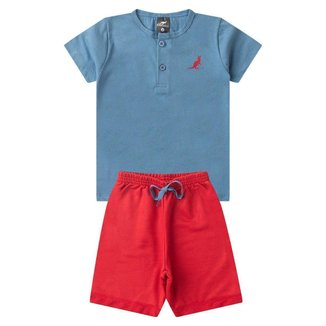 Conjunto Infantil Menino Verão Botão Básico Kangulu