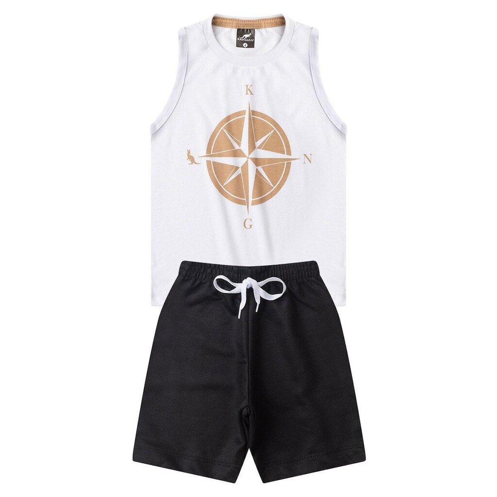 Conjunto Infantil Menino Verão Regata Bússola Kangulu