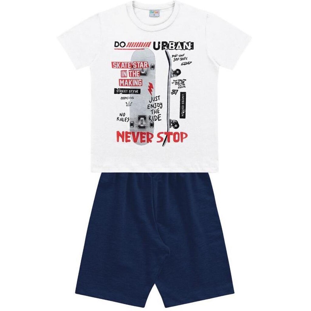 Conjunto Infantil Menino Verão, Skate, 2 peças - Fakini forfun