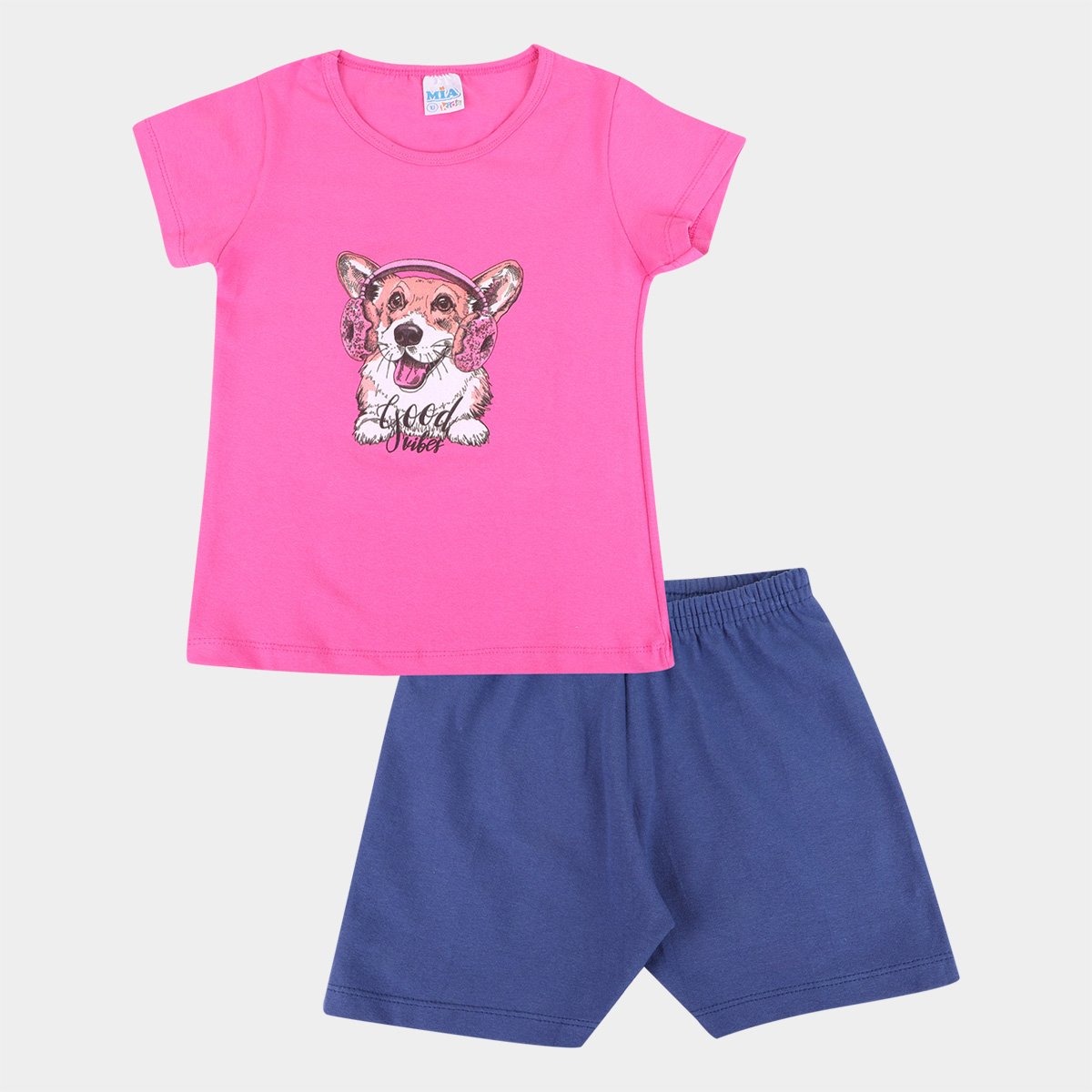 Conjunto Infantil Mia Kids Dog Feminino - Rosa Menor preço em Conjunto Infantil Mia Kids Dog Feminino - Rosa