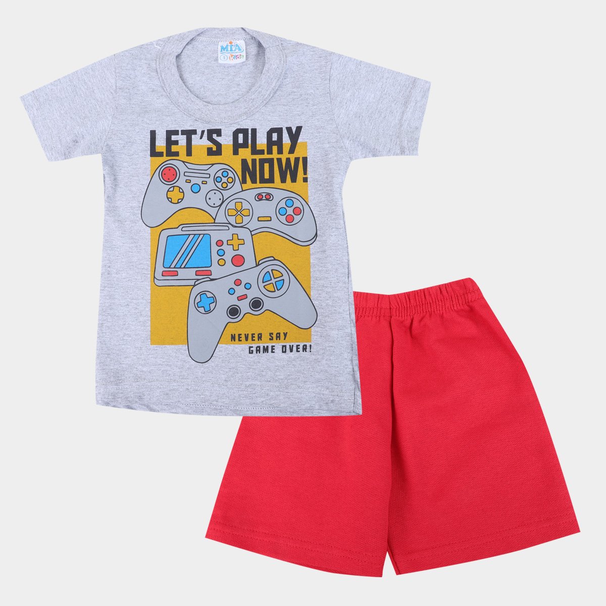 Conjunto Infantil Mia Kids Gamer Masculino - Mescla Menor preço em Conjunto Infantil Mia Kids Gamer Masculino - Mescla