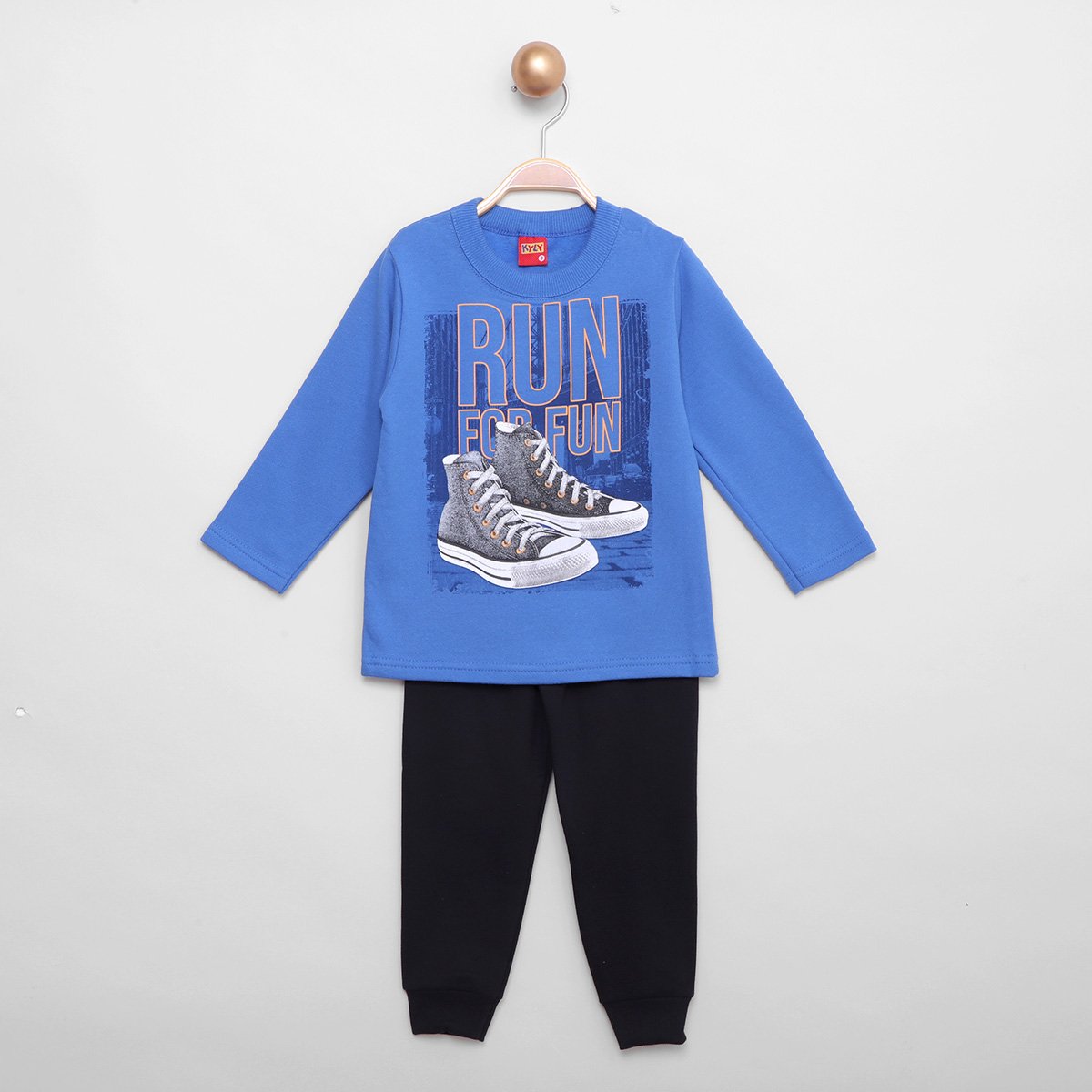 Conjunto Infantil Moletom Kyly Estampado Menino - Azul Menor preço em Conjunto Infantil Moletom Kyly Estampado Menino - Azul