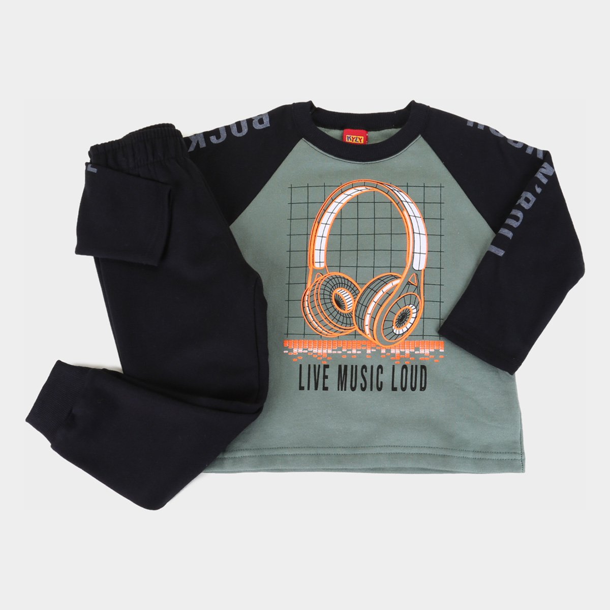 Conjunto Infantil Moletom Kyly Peluciado Masculino - Verde Menor preço em Conjunto Infantil Moletom Kyly Peluciado Masculino - Verde