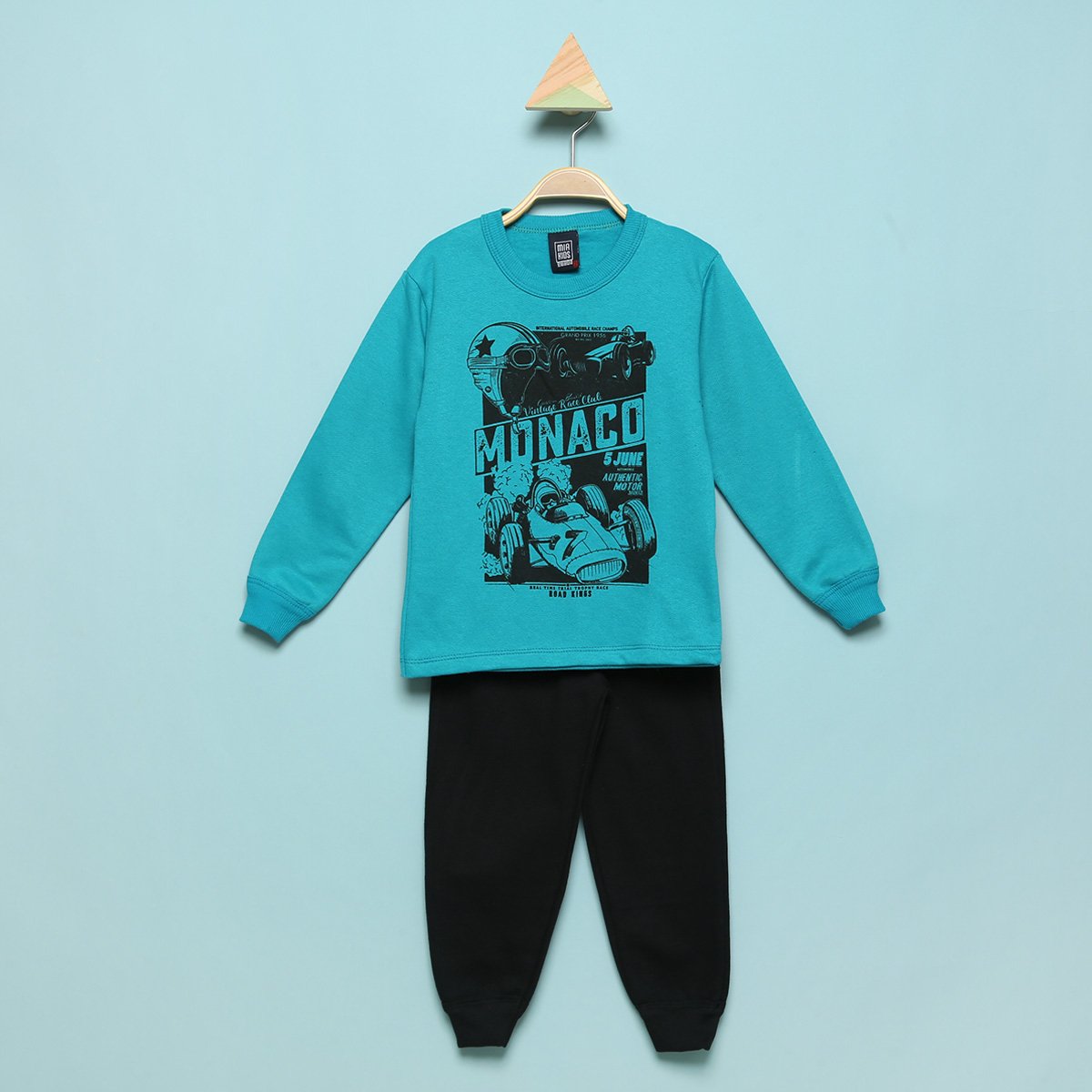 Conjunto Infantil Moletom Mia Kids Estampado Longo Masculino - Azul Menor preço em Conjunto Infantil Moletom Mia Kids Estampado Longo Masculino - Azul