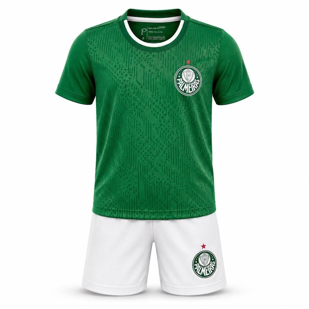 Conjunto Infantil Palmeiras Camisa Shorts Home Licenciado