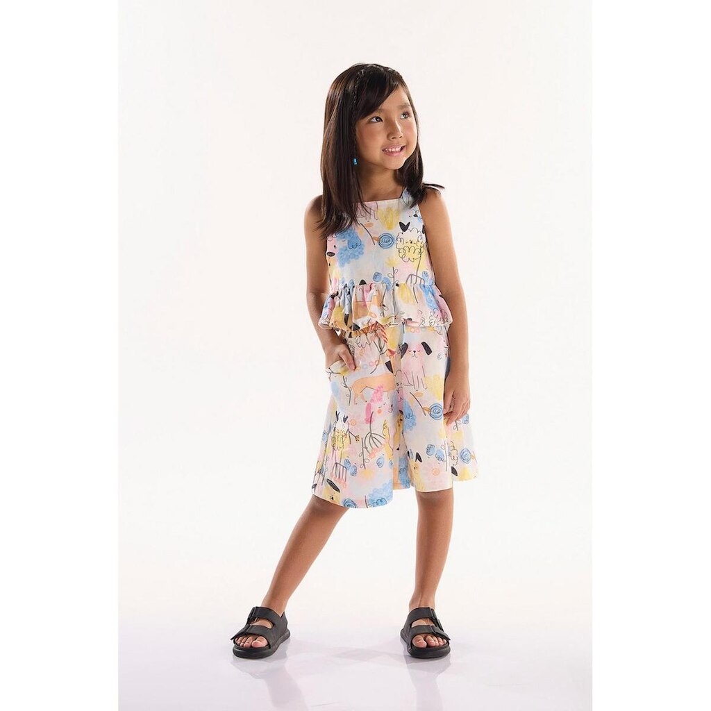 Conjunto Infantil para Menina com Blusa e Bermuda Aumigo Três e Já