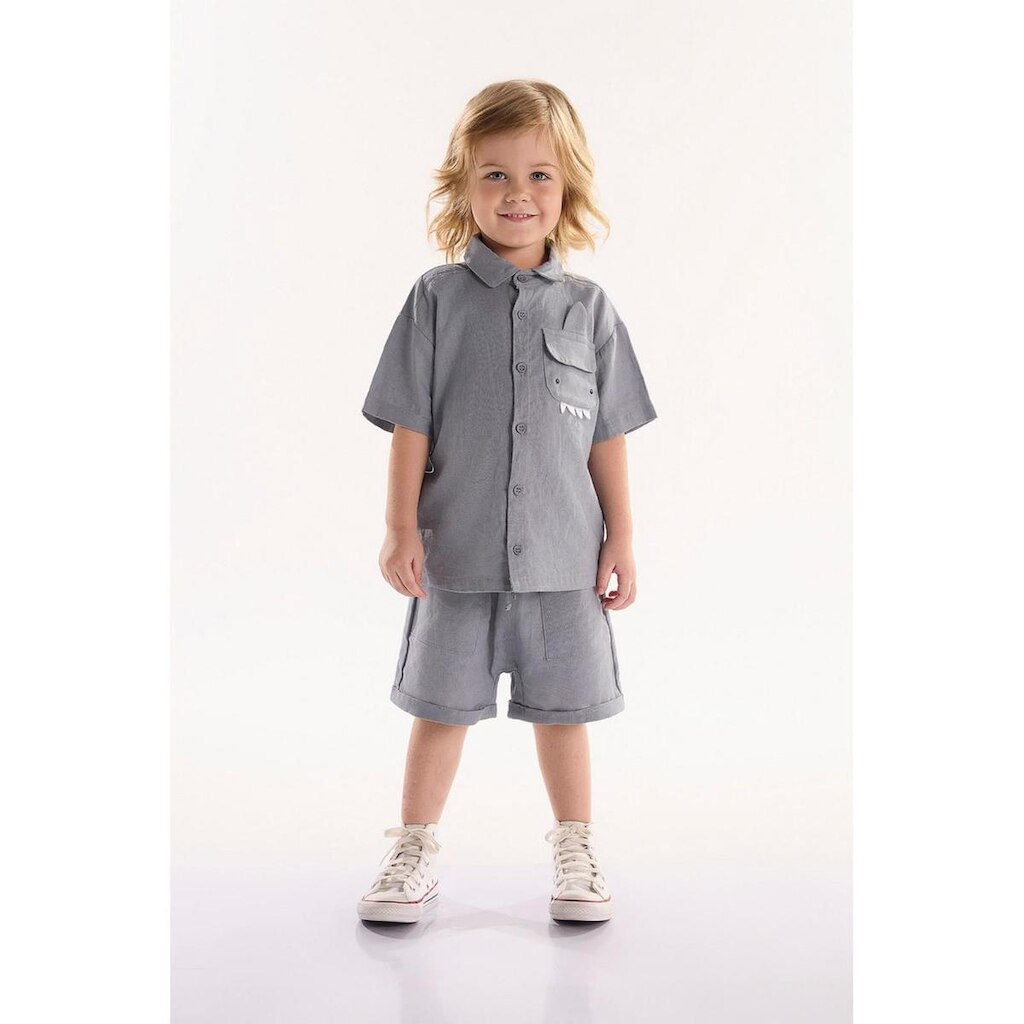 Conjunto Infantil para Menino com Camisa e Short oMar Três e Já