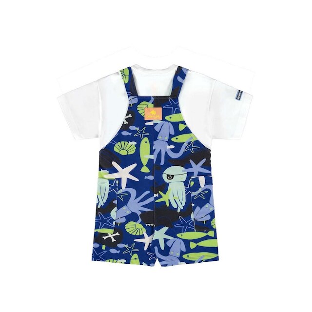 Conjunto Infantil para Menino oMar com Camiseta e Jardineira Três e Já