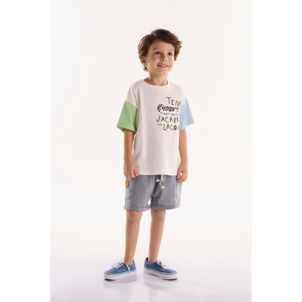Conjunto Infantil para Menino Safari com Camiseta e Short Três e Já
