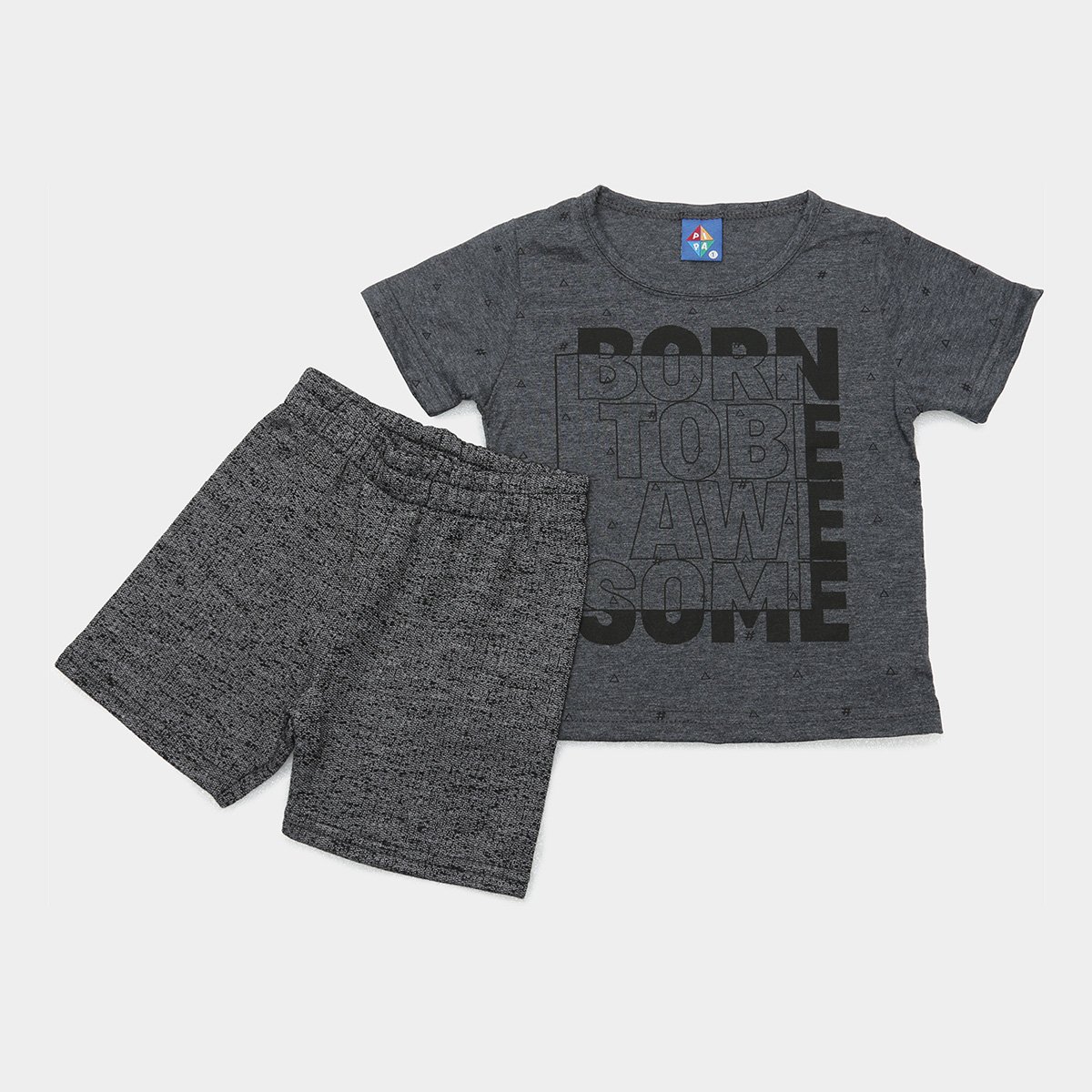 Conjunto Infantil Pipa Meia Malha Awesome Masculino - Mescla Menor preço em Conjunto Infantil Pipa Meia Malha Awesome Masculino - Mescla