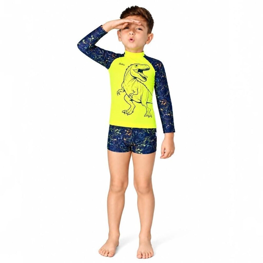 Conjunto Infantil Praia Dinossauro T-Rex UV 50+ Tchibum