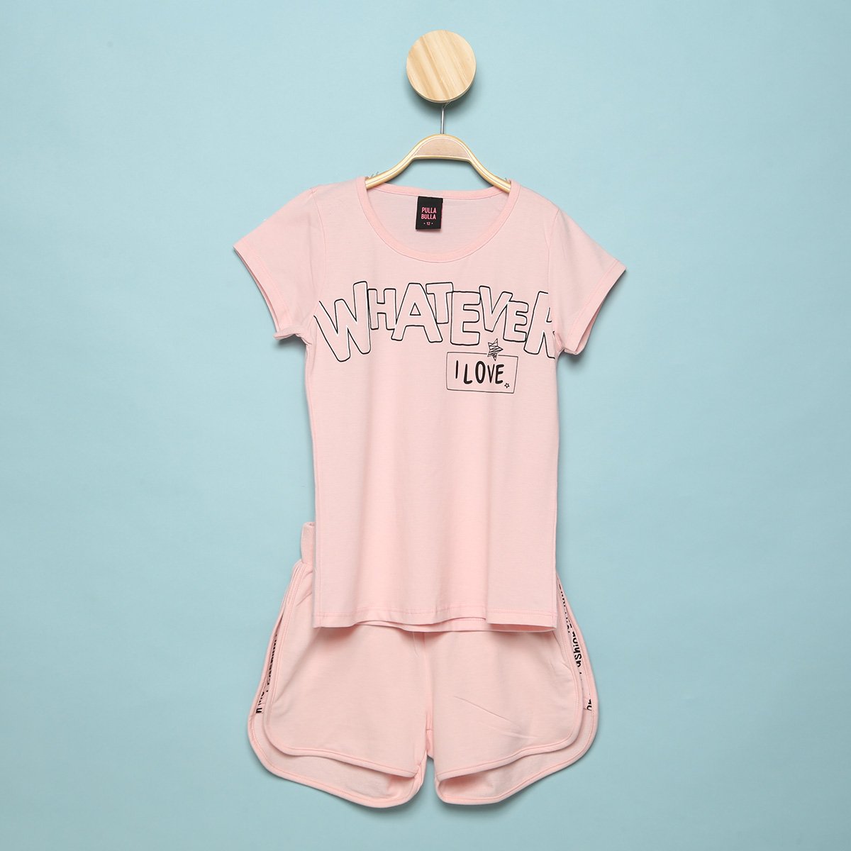 Conjunto Infantil Pulla Bulla Blusa+ Shorts Moletinho Feminino - Rosa Menor preço em Conjunto Infantil Pulla Bulla Blusa+ Shorts Moletinho Feminino - Rosa