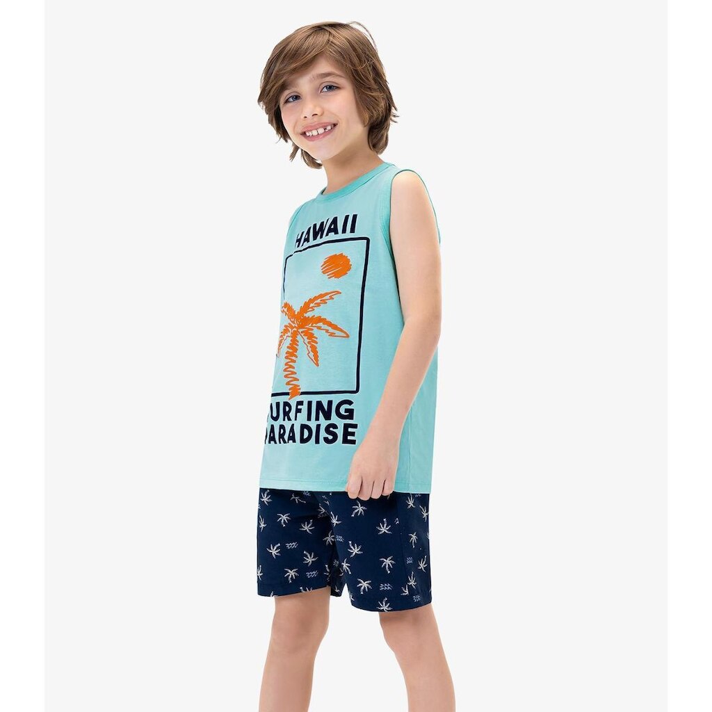 Conjunto Infantil Regata Com Bermuda Rovi Kids Azul