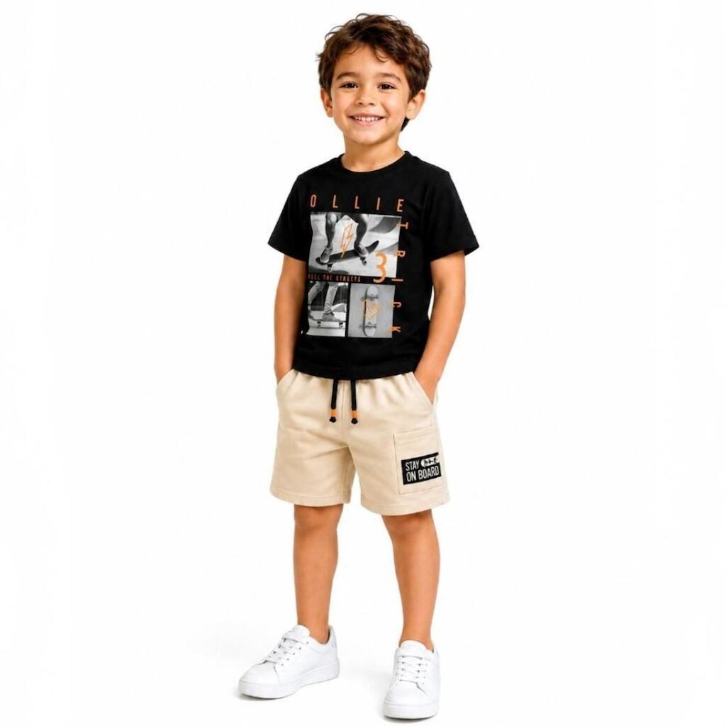 Conjunto Infantil Skate Camiseta e Bermuda Kyly