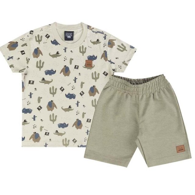 Conjunto Infantil Verão Camiseta e Bermuda 2 peças Animais Tam 1 a 3 - Biogás