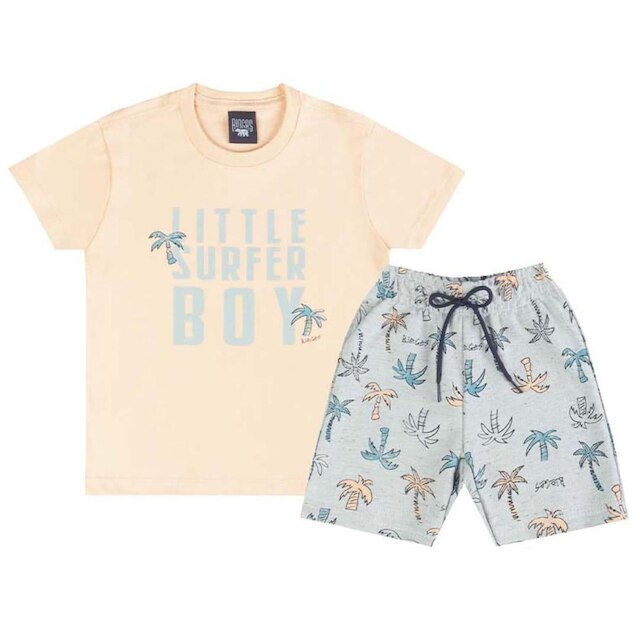 Conjunto Infantil Verão Camiseta e Bermuda 2 peças Tropical Tam 1 a 3 - Biogás
