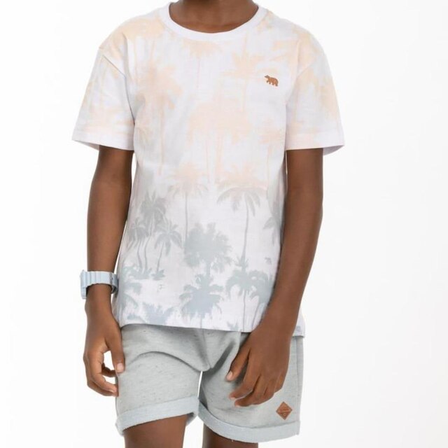 Conjunto Infantil Verão Camiseta e Bermuda 2 peças Tropical Tam 4 a 10  - Biogás