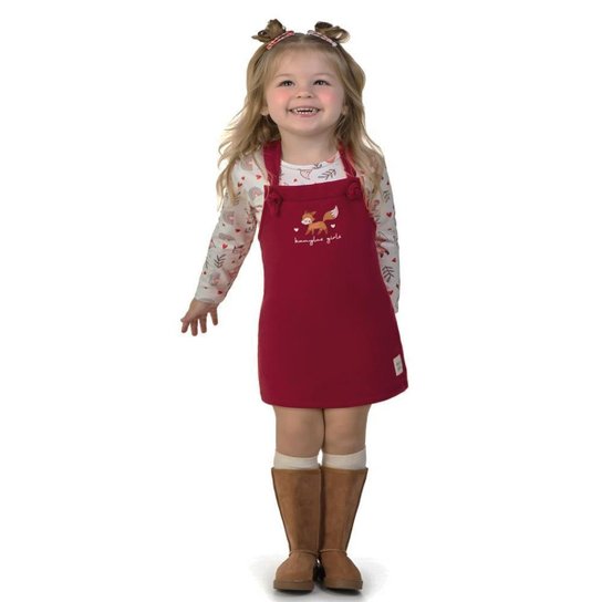 CONJUNTO INFANTIL VESTIDO MOLETO E BLUSA LONGA GIRLS KAMYLUS