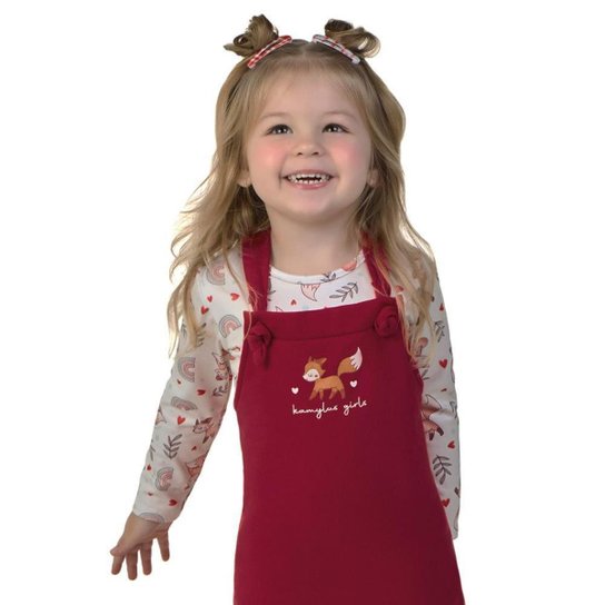 CONJUNTO INFANTIL VESTIDO MOLETO E BLUSA LONGA GIRLS KAMYLUS