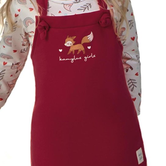 CONJUNTO INFANTIL VESTIDO MOLETO E BLUSA LONGA GIRLS KAMYLUS