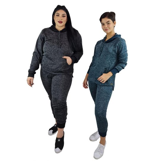 Conjunto Inverno Plus Size Malha Pique Verde Musgo - Verde escuro