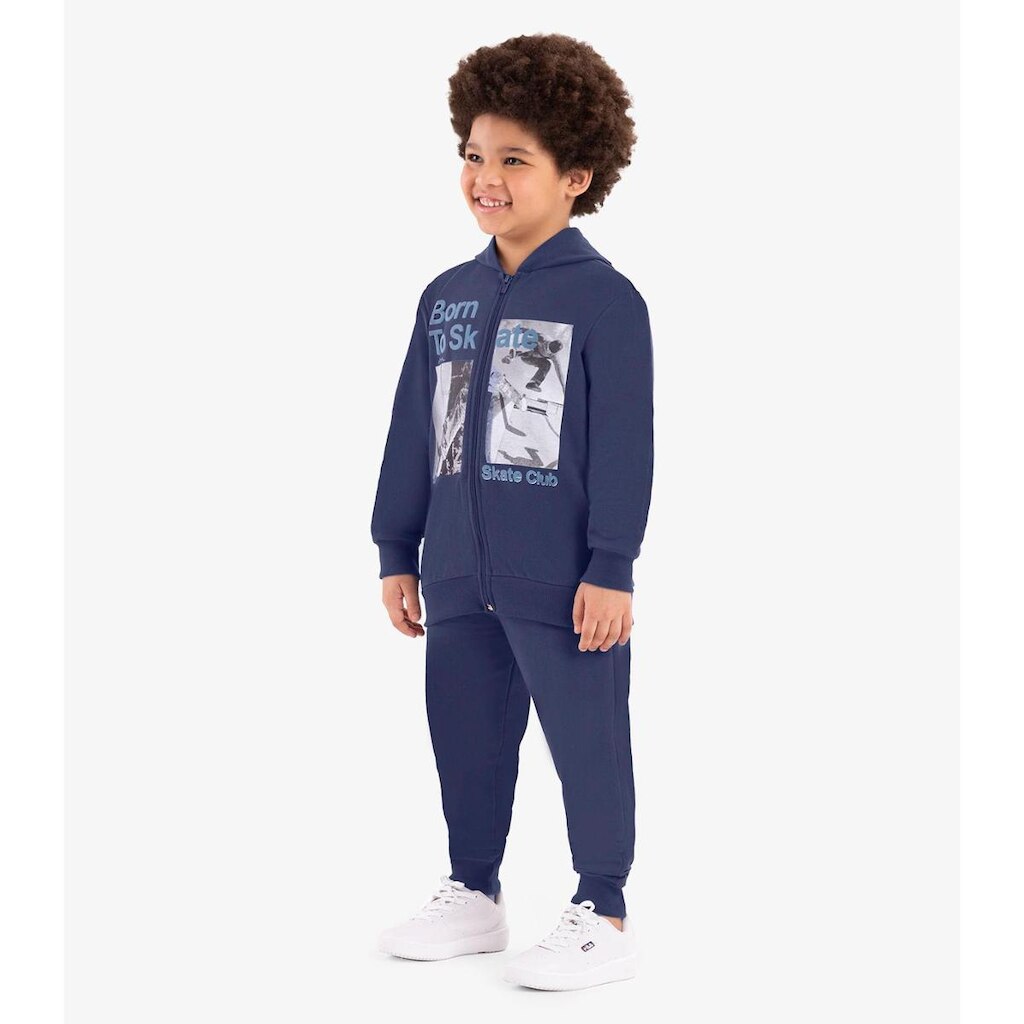 Conjunto Jaqueta Com Capuz E Calça Rovi Kids Azul