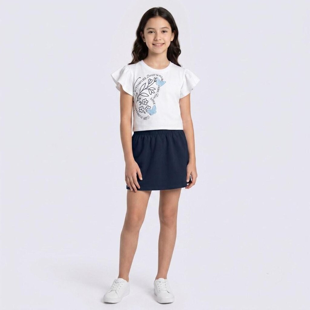 Conjunto Juvenil Feminino Blusa E Shorts Saia Rovitex